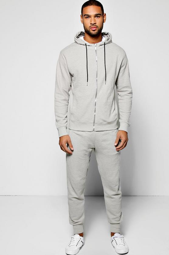 Cotton Pique Zip Through Tracksuit